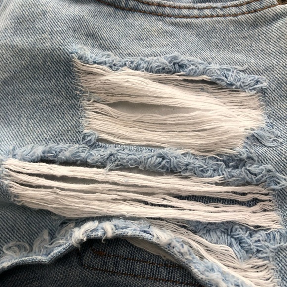 Billabong Blue Jean Shorts High-Waisted Distressed - Picture 4 of 9